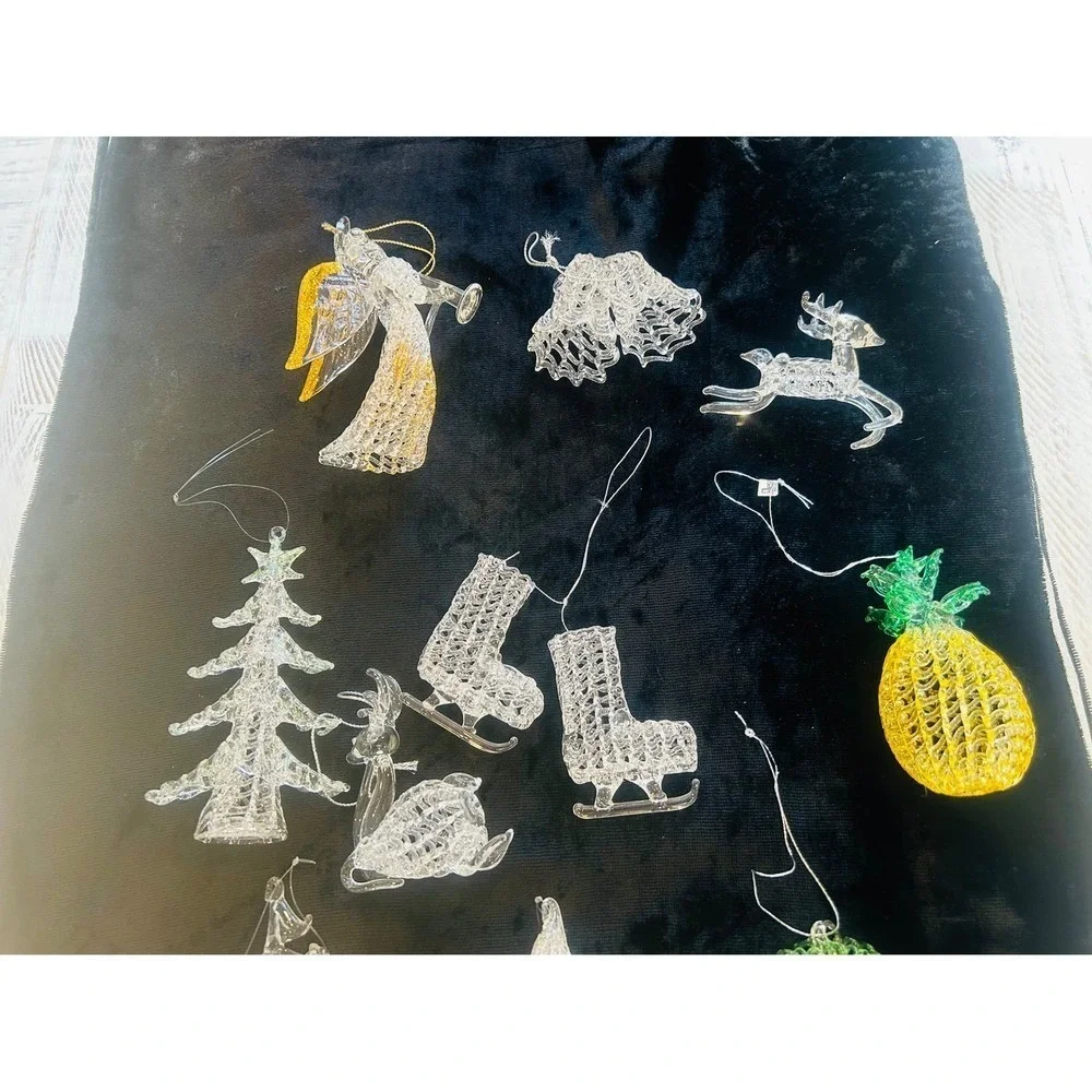 Vintage Spun Glass Christmas Ornament Lot 15pc Angel Fairy Tree Ice Skates Clear